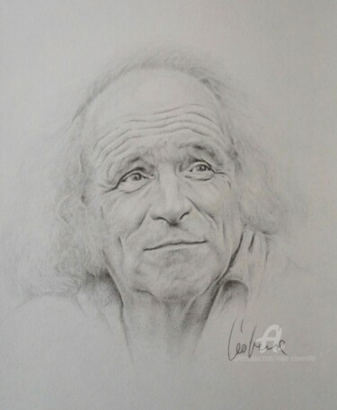 Drawing titled "Léo Ferré" by Marc Ciavarella, Original Artwork, Pencil