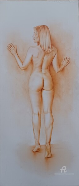 Pintura intitulada "Nue face au "mur"" por Marc Ciavarella, Obras de arte originais, Óleo