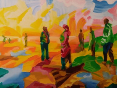 Картина под названием "Hauts Plateaux 4" - Marc Declercq, Подлинное произведение искусства, Масло Установлен на Деревянная р…