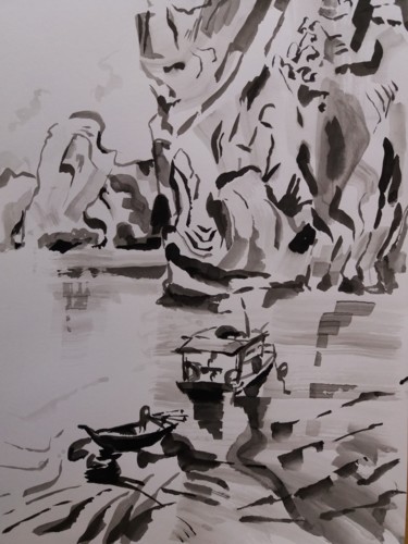 Along Bay 4 Painting titled "Along Bay 4" by Marc Declercq, Original Art, Ink