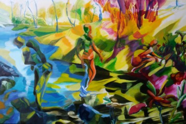 Peinture intitulée "Parc Josaphat 6" par Marc Declercq, Œuvre d'art originale, Huile