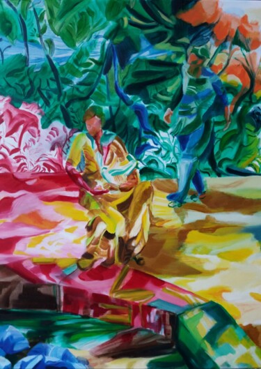 Pittura intitolato "Jardins" da Marc Declercq, Opera d'arte originale, Olio