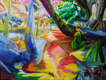 Schilderij getiteld "Jardins 2" door Marc Declercq, Origineel Kunstwerk, Olie
