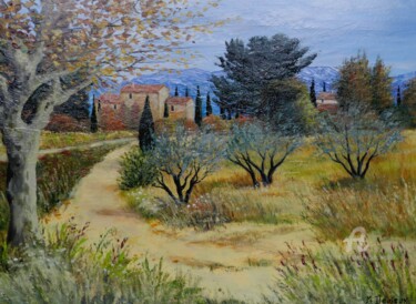 Painting titled "Automne en Provence…" by Marc Degieux, Original Artwork, Oil
