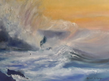 Peinture intitulée "Tempête  en mer d'I…" par Sylviane De Lajarrige, Œuvre d'art originale, Huile