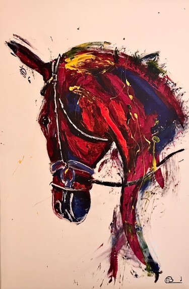 Painting titled "Cheval" by Marc Donnart, Original Artwork, Acrylic Mounted on artwork_cat.