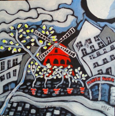 Peinture intitulée "Le moulin rouge." par Marc Felix, Œuvre d'art originale, Acrylique