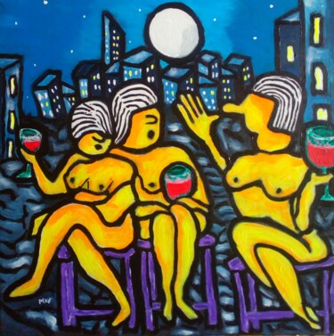 Painting titled "Disfrutando" by Marc Felix, Original Artwork, Acrylic Mounted on Wood Stretcher frame