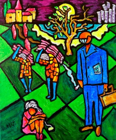 Painting titled "The big game." by Marc Felix, Original Artwork, Acrylic