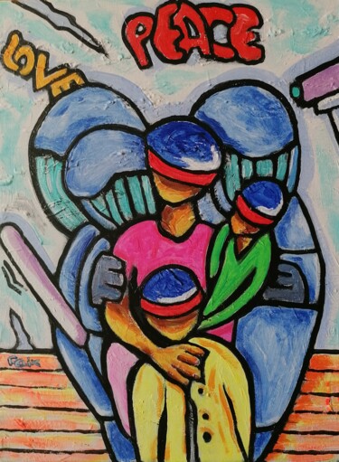 Malerei mit dem Titel "Peace and love." von Marc Felix, Original-Kunstwerk, Acryl