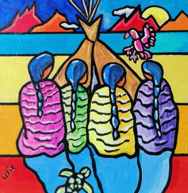 Painting titled "Wakan tanka ( great…" by Marc Felix, Original Artwork, Acrylic