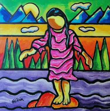 Painting titled "Iyokiphi "be happy"" by Marc Felix, Original Artwork, Acrylic