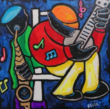 Painting titled "Music." by Marc Felix, Original Artwork, Acrylic Mounted on Wood Stretcher frame