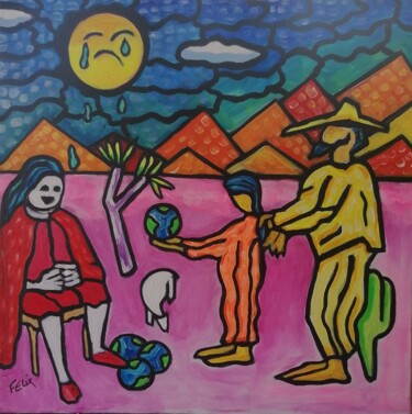 Painting titled "Le pacte" by Marc Felix, Original Artwork, Acrylic Mounted on Wood Stretcher frame