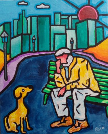 Painting titled "Demain les chiens ." by Marc Felix, Original Artwork, Acrylic Mounted on Wood Stretcher frame