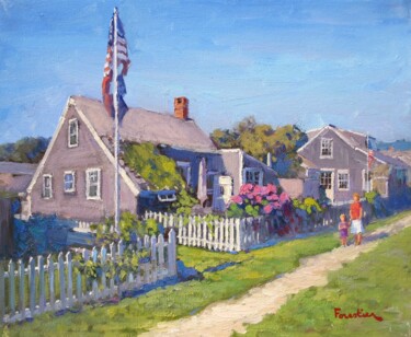 Painting titled "Summer in Sconset,…" by Marc Forestier, Original Artwork, Oil Mounted on Wood Stretcher frame