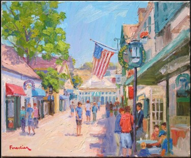 Painting titled "Newport, Bannister'…" by Marc Forestier, Original Artwork, Oil Mounted on Wood Stretcher frame