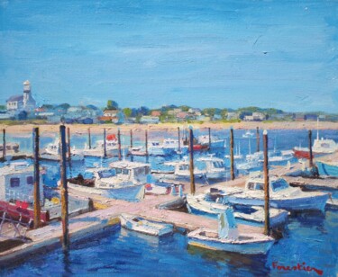 Malerei mit dem Titel "Provincetown Harbor" von Marc Forestier, Original-Kunstwerk, Öl Auf Keilrahmen aus Holz montiert