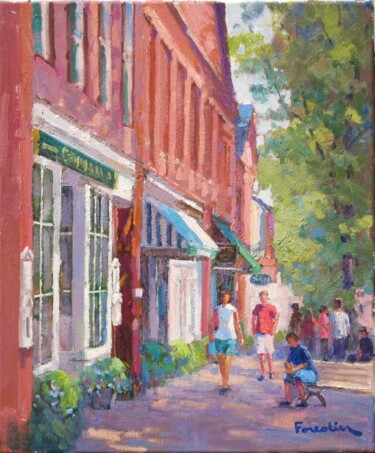 Peinture intitulée "Street in Nantucket" par Marc Forestier, Œuvre d'art originale, Huile Monté sur Châssis en bois