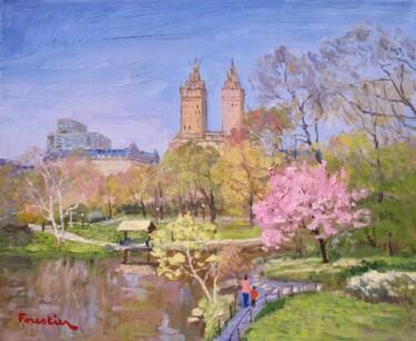 Painting titled "Spring in Central P…" by Marc Forestier, Original Artwork, Oil Mounted on Wood Stretcher frame