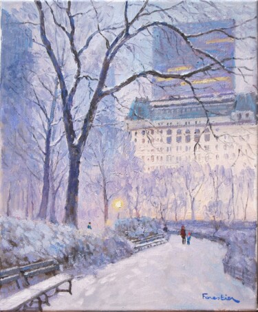 Painting titled "Winter in Central P…" by Marc Forestier, Original Artwork, Oil