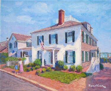 Painting titled "Summer in Martha's…" by Marc Forestier, Original Artwork, Oil Mounted on Wood Stretcher frame