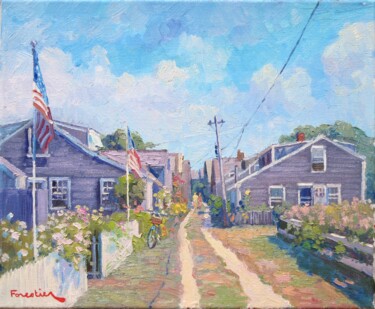 Painting titled "Summer in Sconset" by Marc Forestier, Original Artwork, Oil Mounted on Wood Stretcher frame