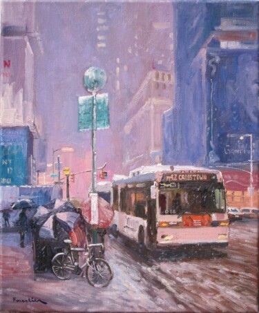 Peinture intitulée "Winter in New York…" par Marc Forestier, Œuvre d'art originale, Huile Monté sur Châssis en bois