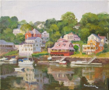 Painting titled "Annisquam, Massachu…" by Marc Forestier, Original Artwork, Oil Mounted on Wood Stretcher frame