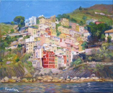 Pintura titulada "Riomaggiore, Cinque…" por Marc Forestier, Obra de arte original, Oleo Montado en Bastidor de camilla de ma…