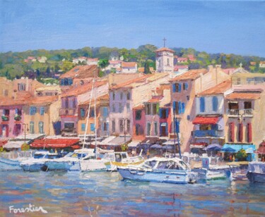 Картина под названием "Cassis Harbor" - Marc Forestier, Подлинное произведение искусства, Масло Установлен на Деревянная рам…