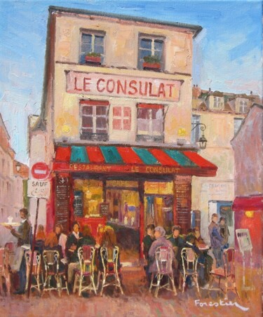 Ζωγραφική με τίτλο "Le Consulat, Montma…" από Marc Forestier, Αυθεντικά έργα τέχνης, Λάδι Τοποθετήθηκε στο Ξύλινο φορείο σκε…
