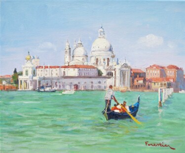 Schilderij getiteld "Venice" door Marc Forestier, Origineel Kunstwerk, Olie Gemonteerd op Frame voor houten brancard