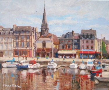 Painting titled "Honfleur, Normandy" by Marc Forestier, Original Artwork, Oil