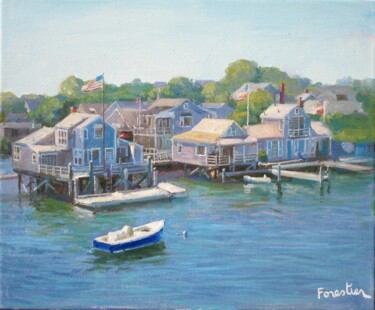 Malerei mit dem Titel "Nantucket Harbor, N…" von Marc Forestier, Original-Kunstwerk, Öl Auf Keilrahmen aus Holz montiert