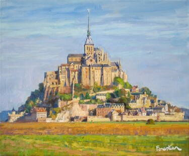 Malerei mit dem Titel "Mont Saint-Michel" von Marc Forestier, Original-Kunstwerk, Öl Auf Keilrahmen aus Holz montiert