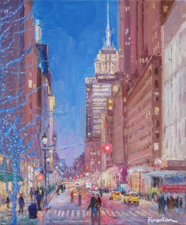Peinture intitulée "Lights in New York…" par Marc Forestier, Œuvre d'art originale, Huile Monté sur Châssis en bois