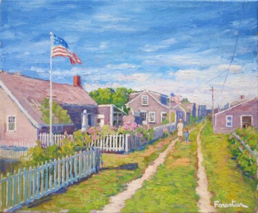 Painting titled "Summer on Nantucket…" by Marc Forestier, Original Artwork, Oil Mounted on Wood Stretcher frame