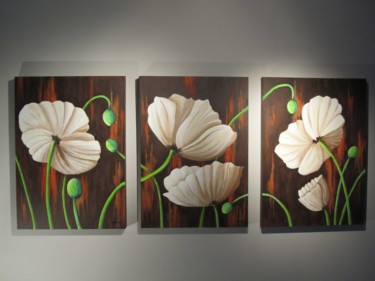 Painting titled "Triptyque 3x-50-70c…" by Marc Hart, Original Artwork, Acrylic Mounted on Wood Stretcher frame