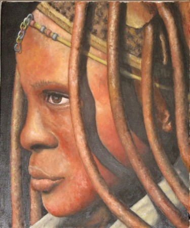 Painting titled "africaine" by Marc Haumont, Original Artwork, Oil
