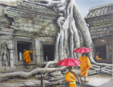 Painting titled "Angkor" by Marc Haumont, Original Artwork, Oil