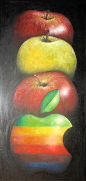 Painting titled "Apple" by Marc Haumont, Original Artwork, Oil