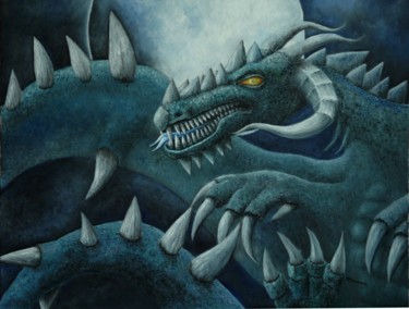 "Dragon Bleu / Blue…" başlıklı Tablo Marc Haumont tarafından, Orijinal sanat, Petrol