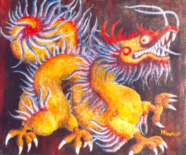 Schilderij getiteld "Dragon Rouge / Red…" door Marc Haumont, Origineel Kunstwerk, Olie