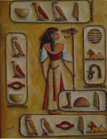 Pittura intitolato "Hieroglyphes" da Marc Haumont, Opera d'arte originale, Olio
