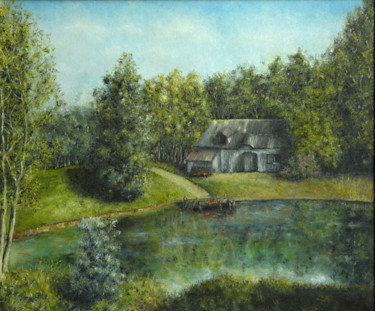 Картина под названием "Le lac / The Lake" - Marc Haumont, Подлинное произведение искусства, Масло