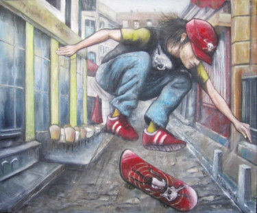 Painting titled "skate" by Marc Haumont, Original Artwork, Oil