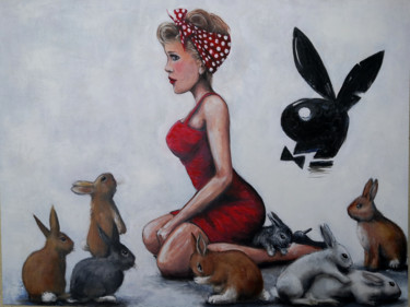 Painting titled "Bunny Girl" by Marc Haumont, Original Artwork, Oil