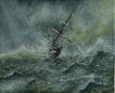 Schilderij getiteld "Tempête I / Storm I" door Marc Haumont, Origineel Kunstwerk, Olie