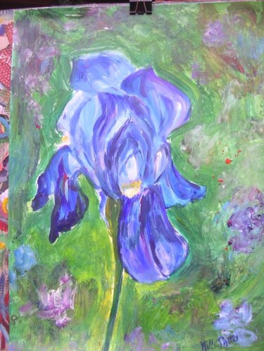 Painting titled "IRIS BLEU" by Marc Ivart, Original Artwork